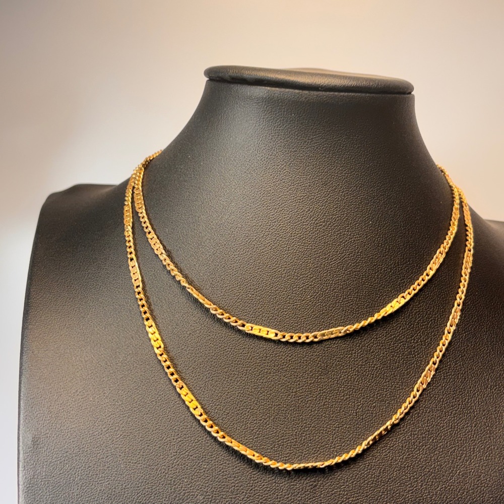 Vintage Gold Chain Necklace Extra Long 24in Curb Link Minimalist 90s Boho Goth